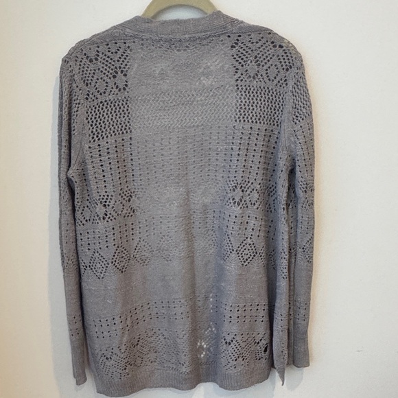 Chico's Light Gray Open-Knit Cardigan - Picture 4 of 4
